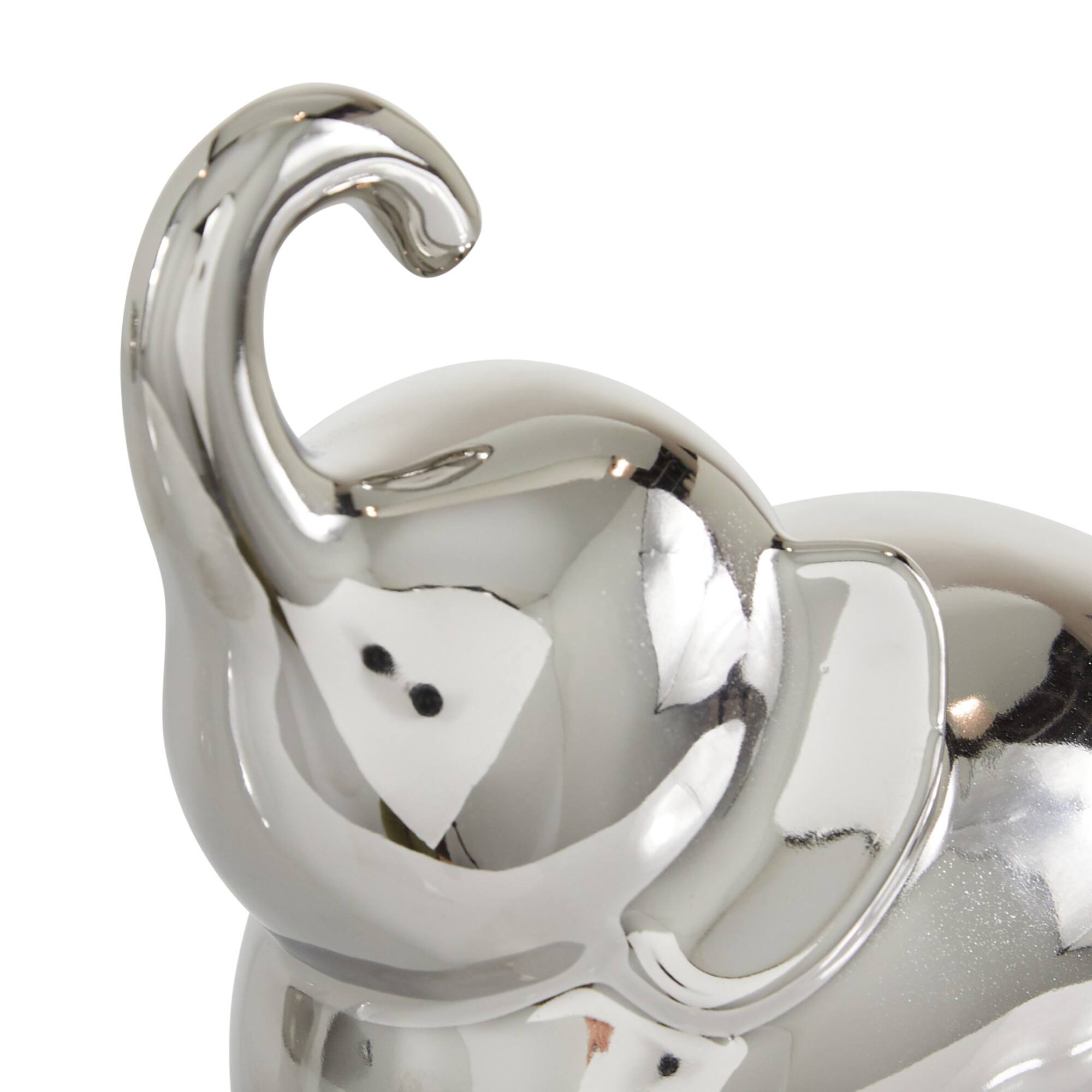 Silver Contemporary Elephant Sculpture Set